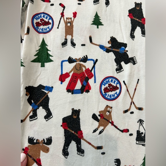 Little Blue House Other - Women’s Pajama Pants - White and Multi Color Hockey Night in the Wild pattern